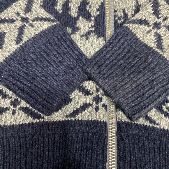 ABERCROMBIE & FITCH Mens Zip Nordic All Over Mountain Scene Sweater Wool Blend M - Picture 7 of 17